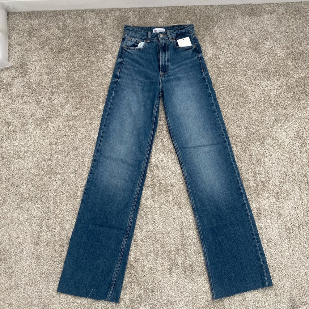 Zara Dark Blue Wide-Leg Jeans